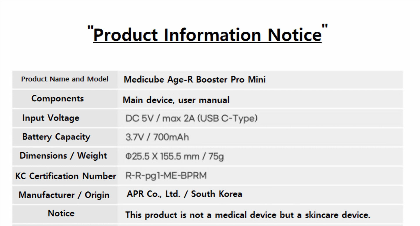 Age-R Booster Pro Mini Skin Toning Device with Rechargeable Battery – White