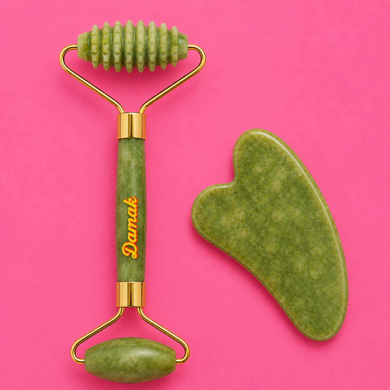 ✨ Rouleau de Massage Visage Jade & Gua Sha – Damak Glow ✨