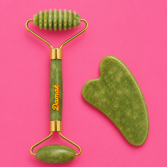 ✨ Rouleau de Massage Visage Jade & Gua Sha – Damak Glow ✨