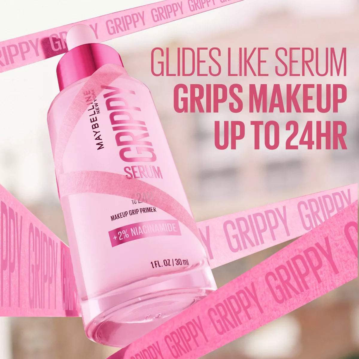 Maybelline Grippy Serum Makeup Gripping Primer with Niacinamide - 1 Fl Oz: Liquid, Recommended for Normal Skin